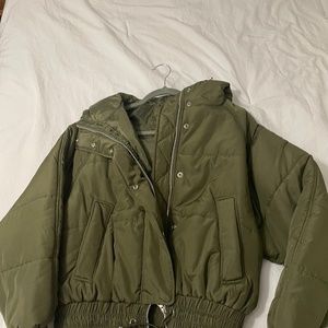 Green puffy jacket